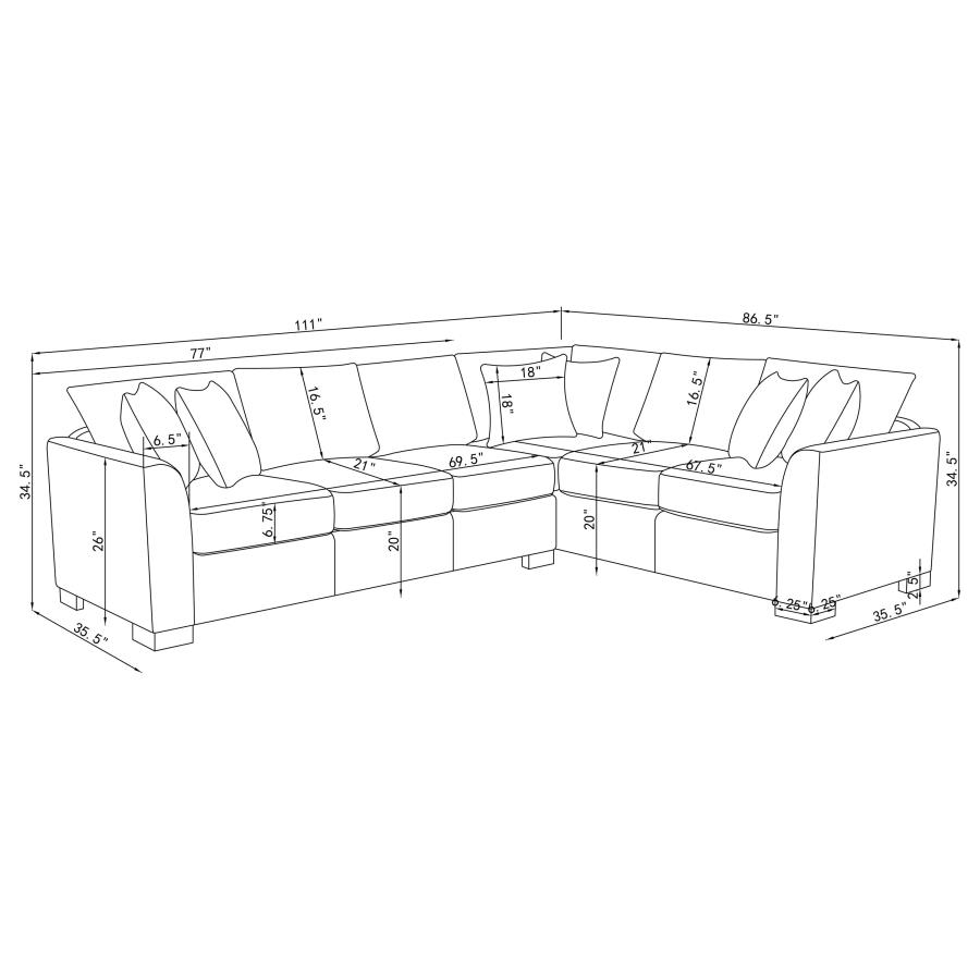 Ashford Chenille Upholstered Sleeper Sectional Sofa Greige view 17