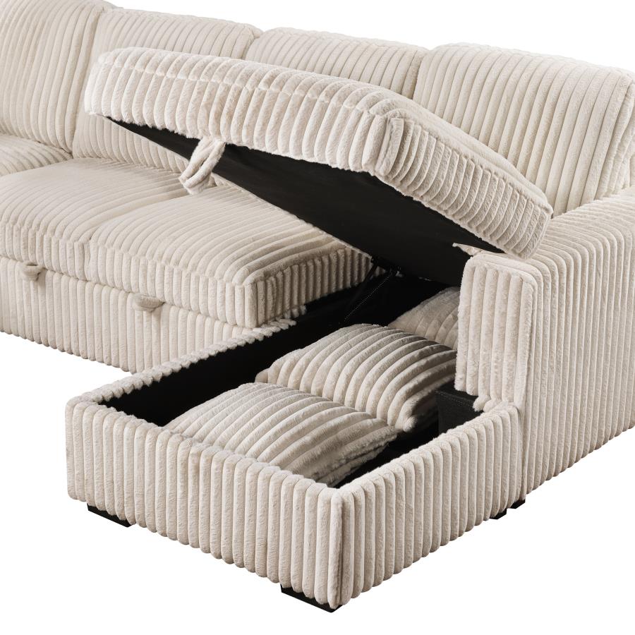 Devonshire Sleeper Sectional Sofa Storage Chaise Camel view 16