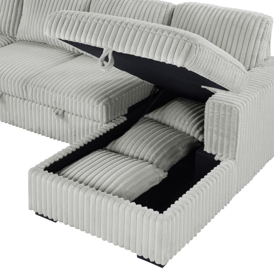 Devonshire Sleeper Sectional Sofa Storage Chaise Grey view 16