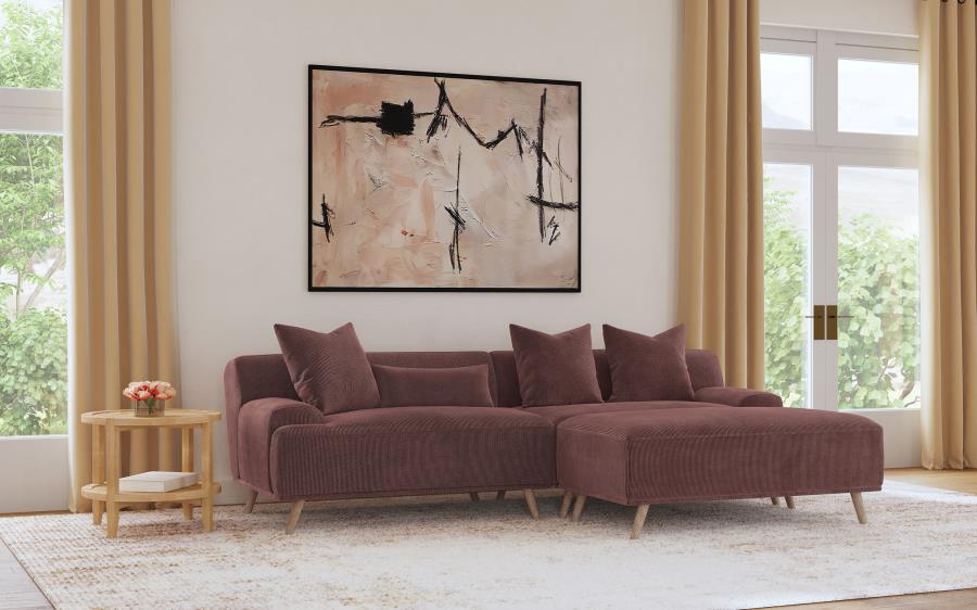 Elizabeth Corduroy Upholstered Extra Long Sofa Wine Red view 11