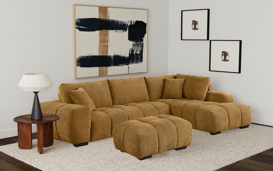 Camacho Rectangular Upholstered Tufted Ottoman Amber view 8
