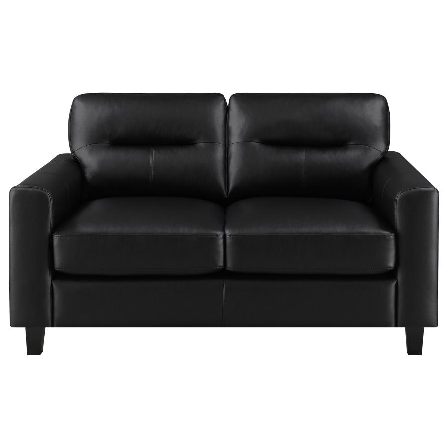 Scotland 3-piece Faux Leather Upholstered Sofa Set Black view 8