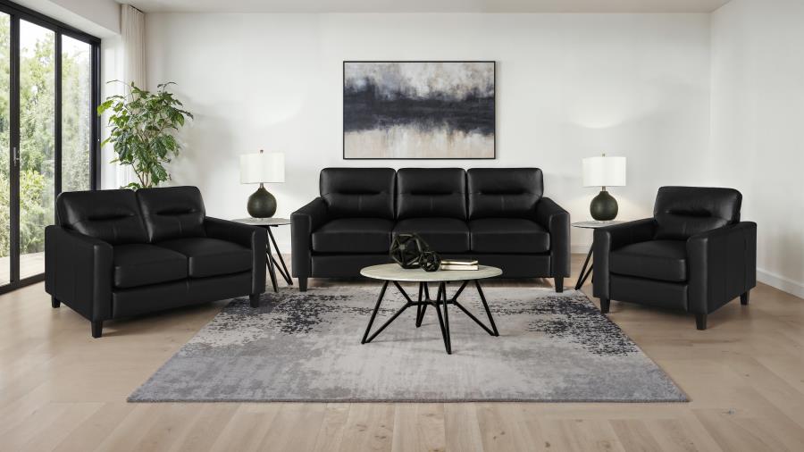 Scotland Faux Leather Upholstered Track Arm Chair Black view 11