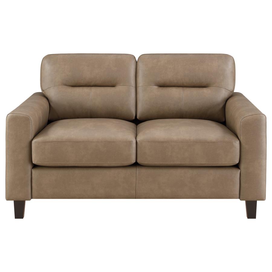 Scotland 2-piece Faux Leather Upholstered Sofa Set Brown view 8