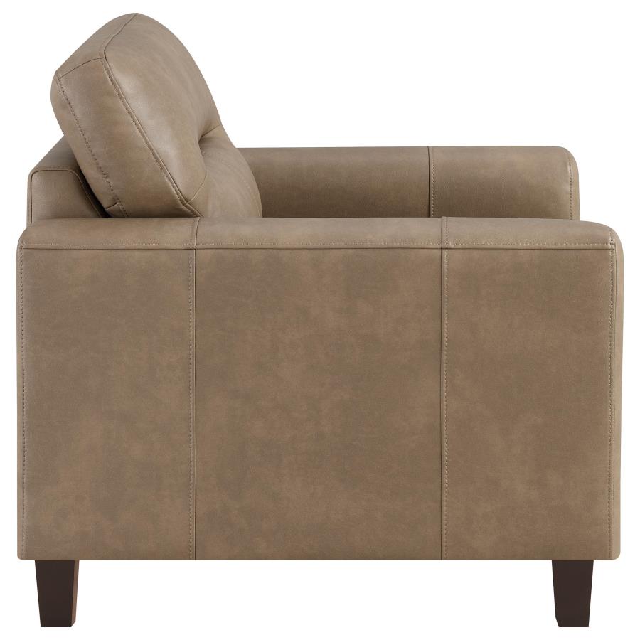 Scotland Faux Leather Upholstered Track Arm Chair Brown view 8
