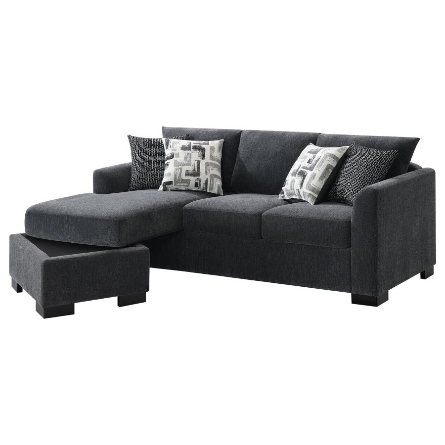 Storey Upholstered Sleeper Sectional Chaise Sofa Dark Grey view 8