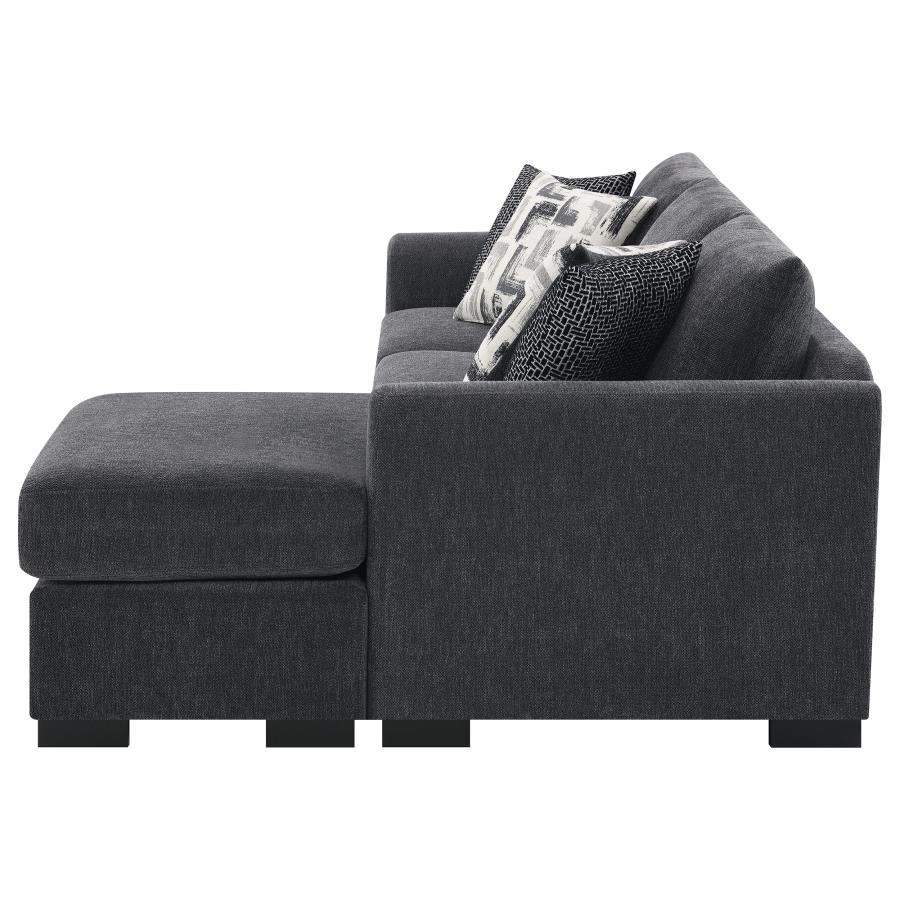Storey Upholstered Sleeper Sectional Chaise Sofa Dark Grey view 12