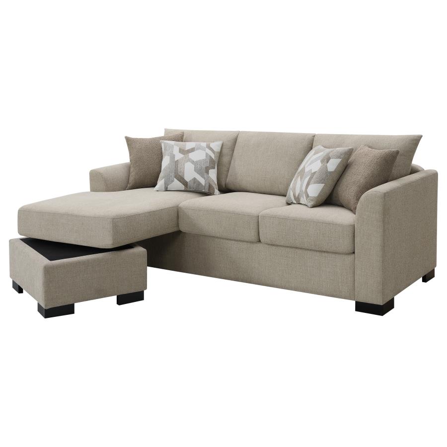 Storey Upholstered Sleeper Sectional Chaise Sofa Camel view 8