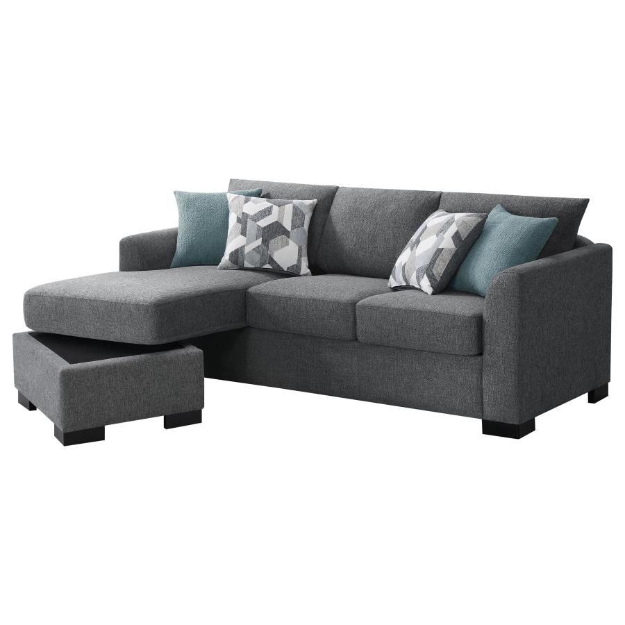 Storey Upholstered Sleeper Sectional Chaise Sofa Grey view 8