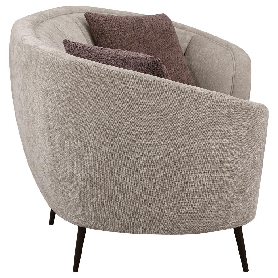 Ellorie Upholstered Channel Back Curved Loveseat Beige view 8