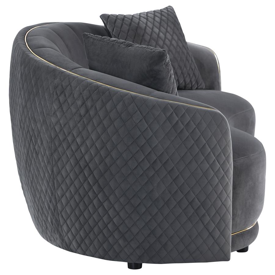 Brookside 2-piece Velvet Upholstered Sofa Set Dark Grey view 10