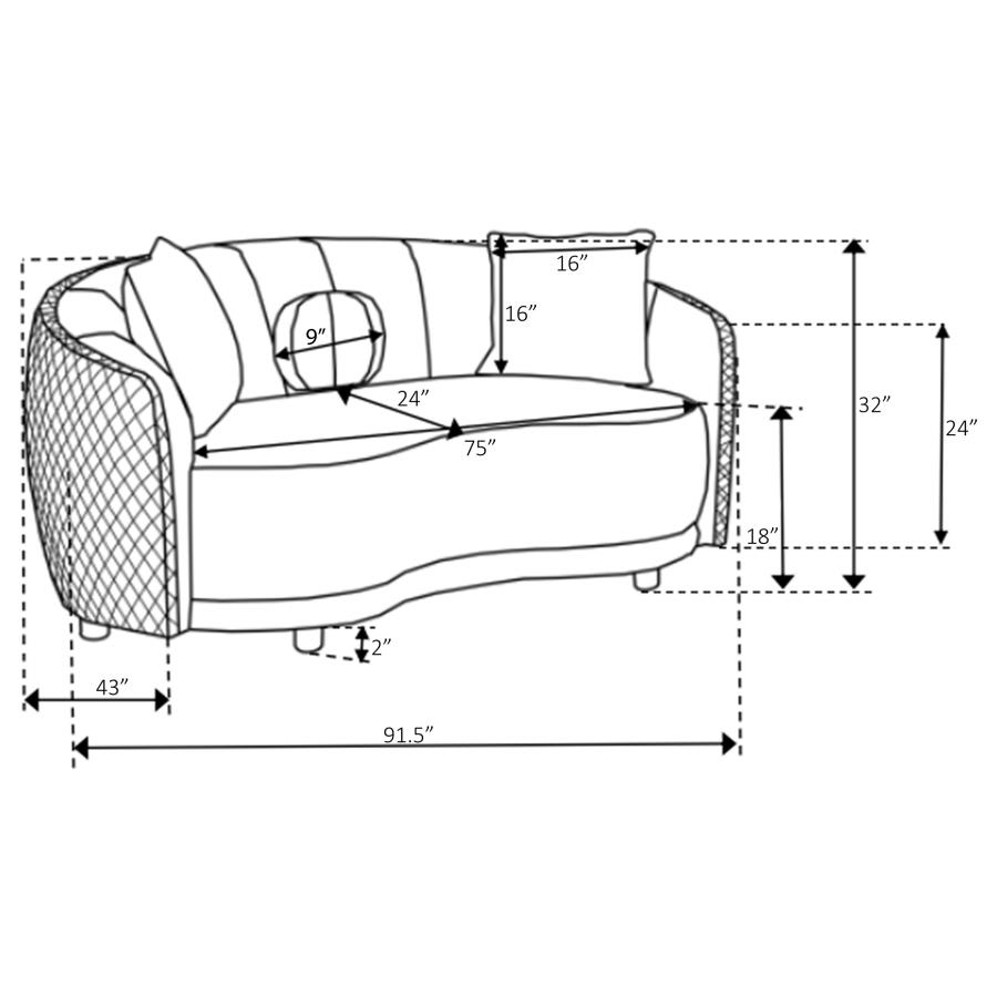 Brookside 2-piece Velvet Upholstered Sofa Set Dark Grey view 14