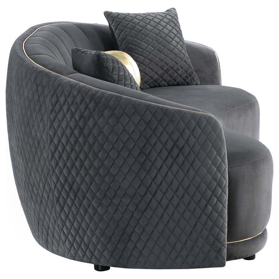 Brookside Velvet Upholstered Curved Sofa Dark Grey view 8