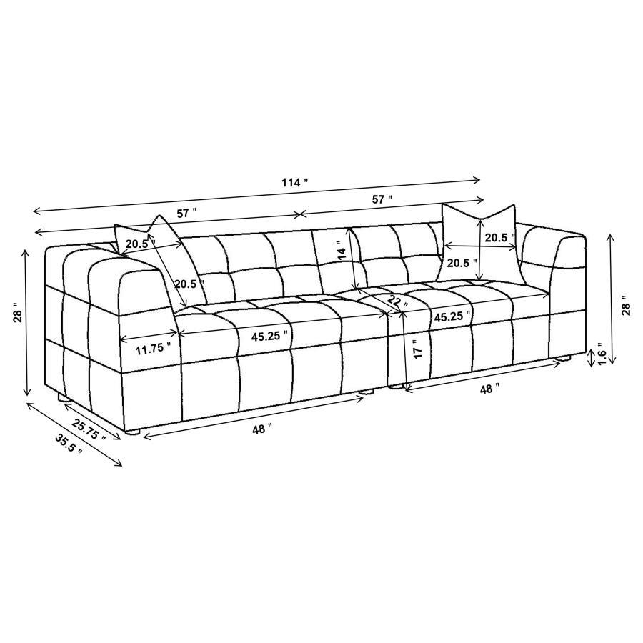 Everly Boucle Upholstered Extra Long Sofa Off White view 12