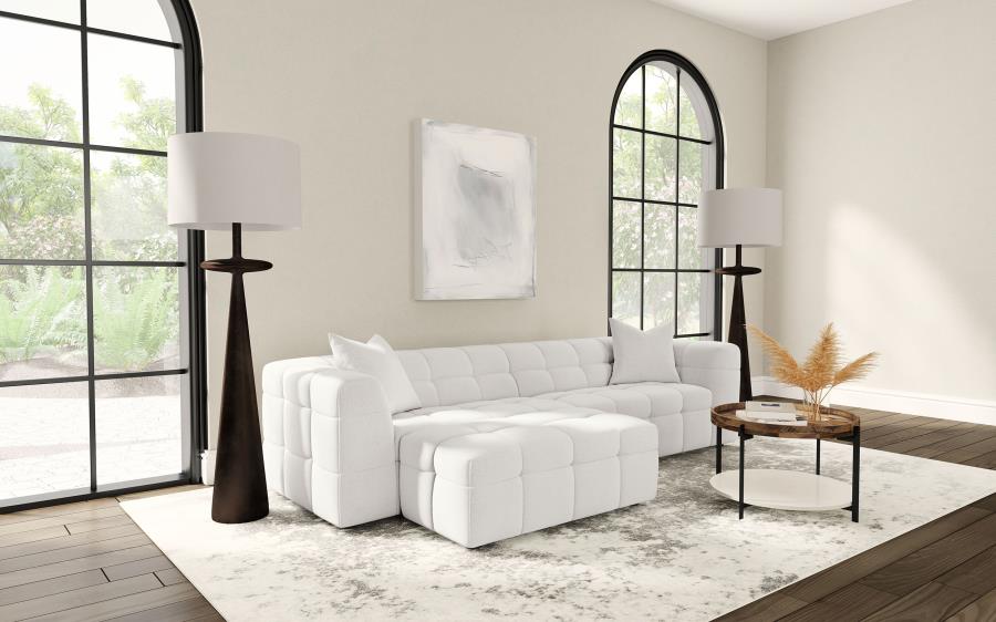 Everly Boucle Upholstered Extra Long Sofa Off White view 13