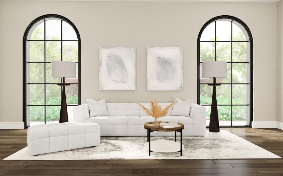 Everly Boucle Upholstered Extra Long Sofa Off White view 14