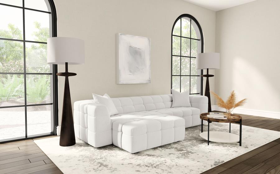 Everly Boucle Upholstered Rectangular Ottoman Off White view 8