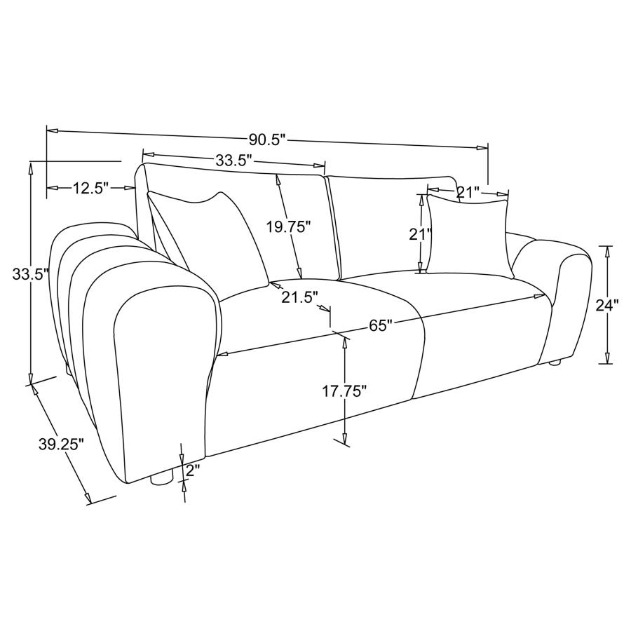 Burnett 2-piece Chenille Upholstered Sofa Set Burnt Orange view 8