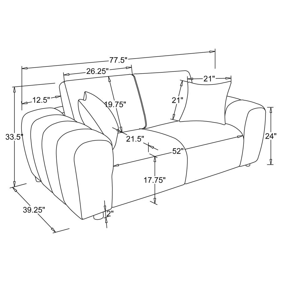 Burnett Chenille Upholstered Wide Arm Loveseat Burnt Orange view 10