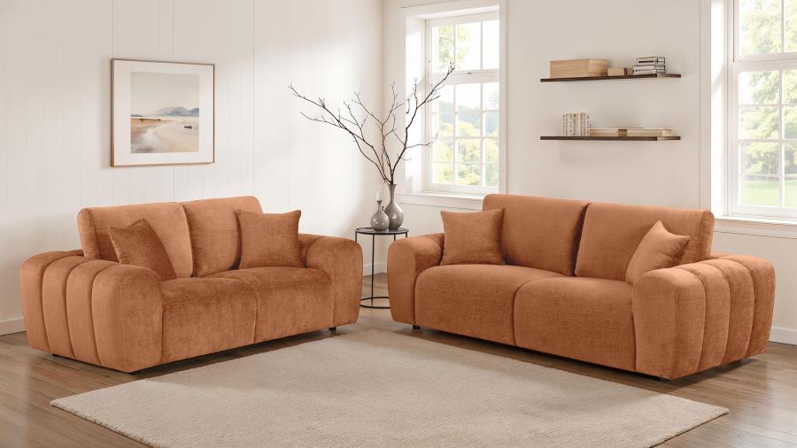 Burnett Chenille Upholstered Wide Arm Loveseat Burnt Orange view 11