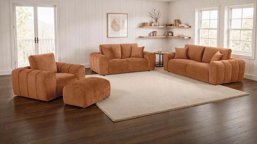 Burnett Chenille Upholstered Wide Arm Loveseat Burnt Orange view 13