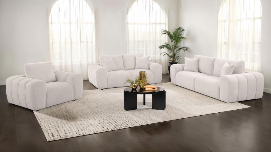 Burnett Chenille Upholstered Wide Arm Sofa Ivory view 12