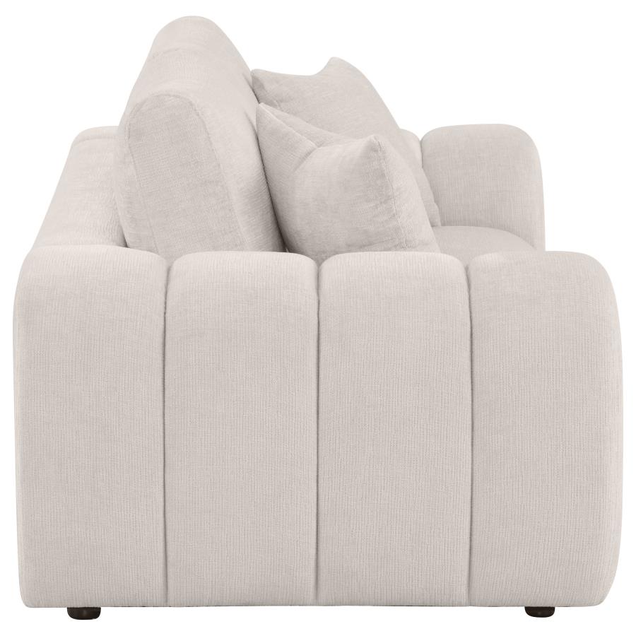 Burnett Chenille Upholstered Wide Arm Loveseat Ivory view 8