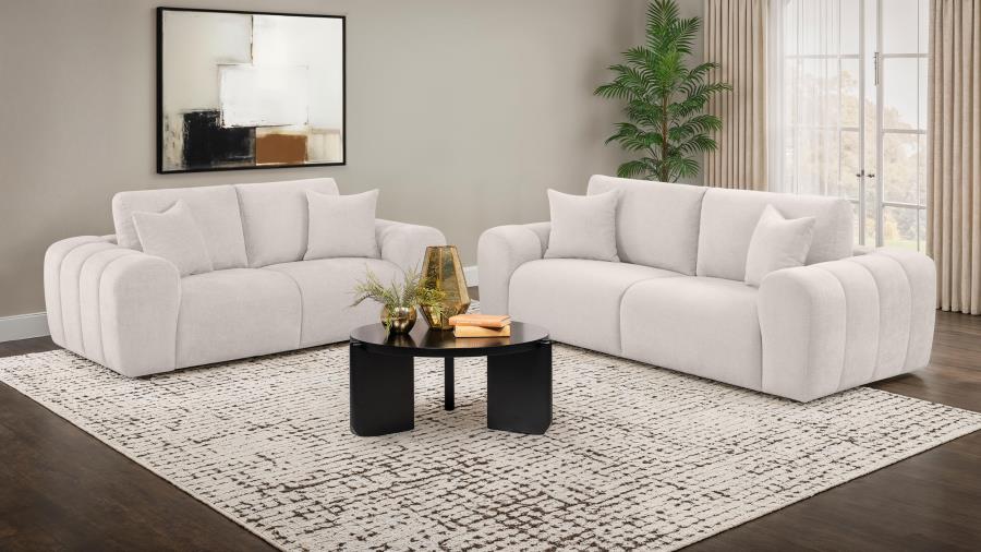 Burnett Chenille Upholstered Wide Arm Loveseat Ivory view 11