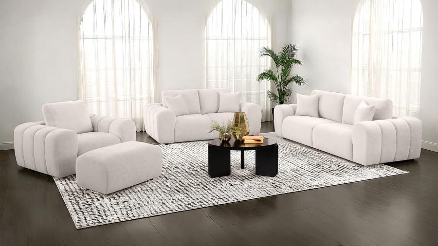 Burnett Chenille Upholstered Wide Arm Loveseat Ivory view 13