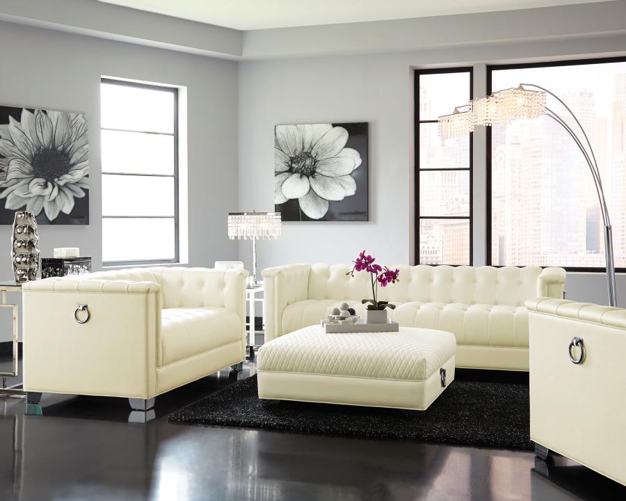 Chaviano Upholstered Track Arm Loveseat Pearl White view 12