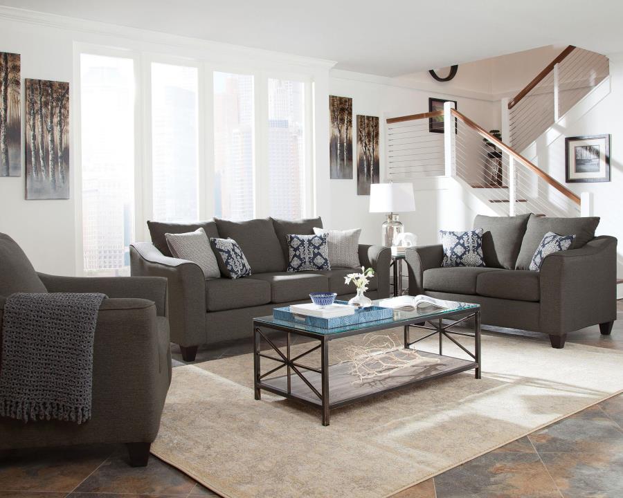 Salizar Upholstered Flared Arm Sofa Charcoal Grey view 11