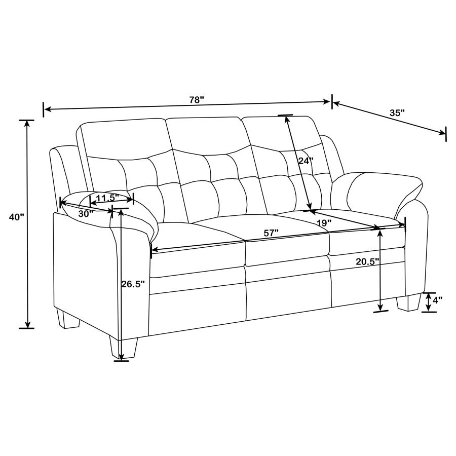 Finley 2-piece Upholstered Padded Arm Tufted Sofa Set Black view 12