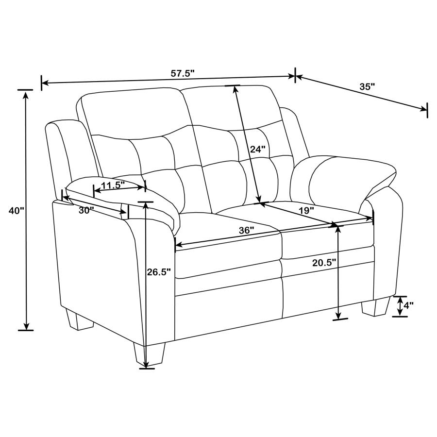 Finley Upholstered Padded Arm Tufted Loveseat Black view 9