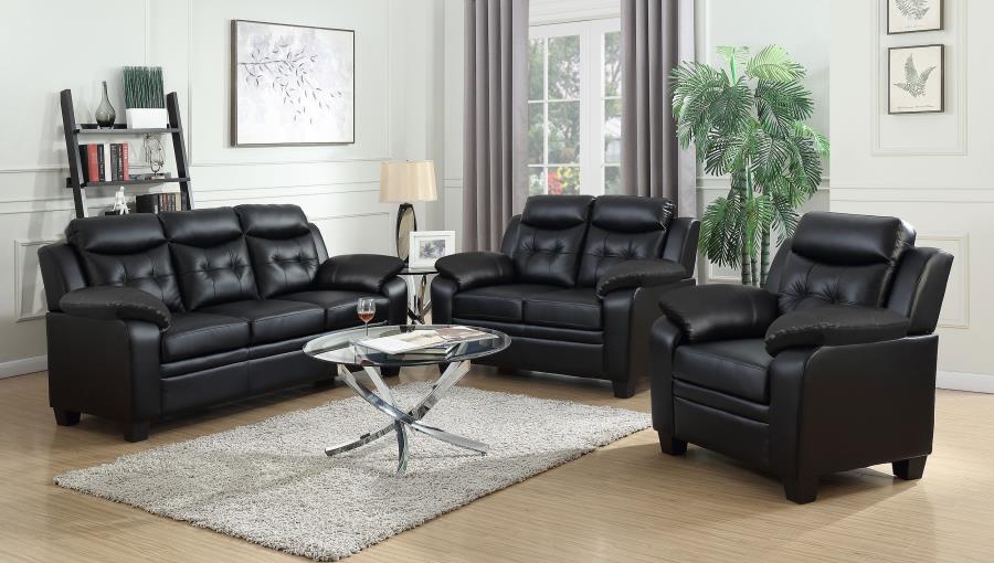 Finley Upholstered Padded Arm Tufted Accent Chair Black view 10