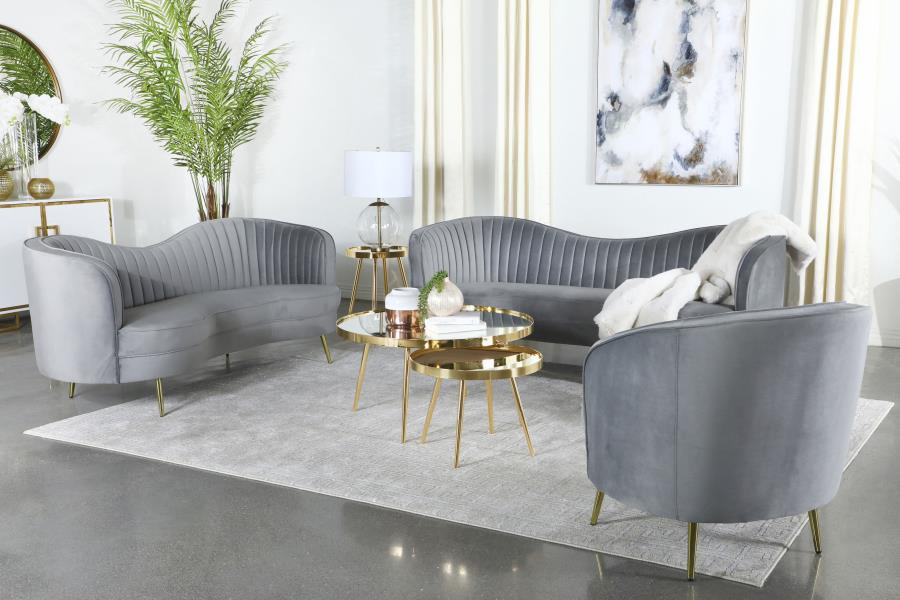Sophia Upholstered Channel Tufted Loveseat Grey view 10
