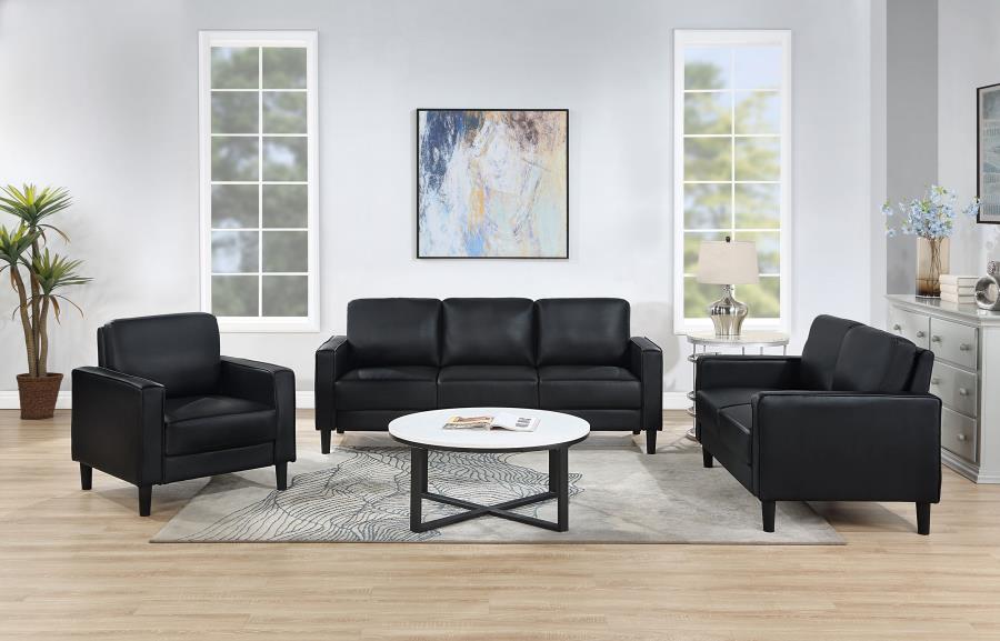 Ruth Upholstered Track Arm Loveseat Black view 11
