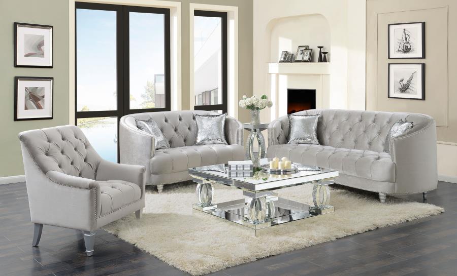 Avonlea Upholstered Sloped Arm Sofa Grey Velvet view 14