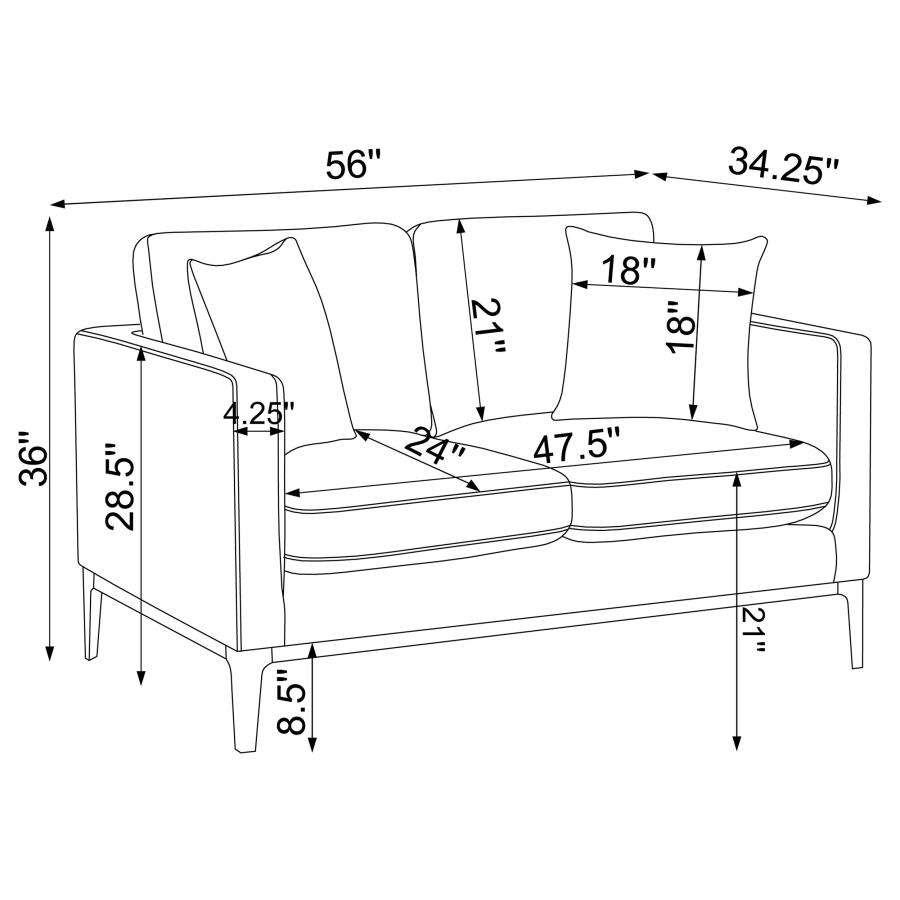Apperson 3-piece Upholstered Track Arm Sofa Set Light Grey view 14