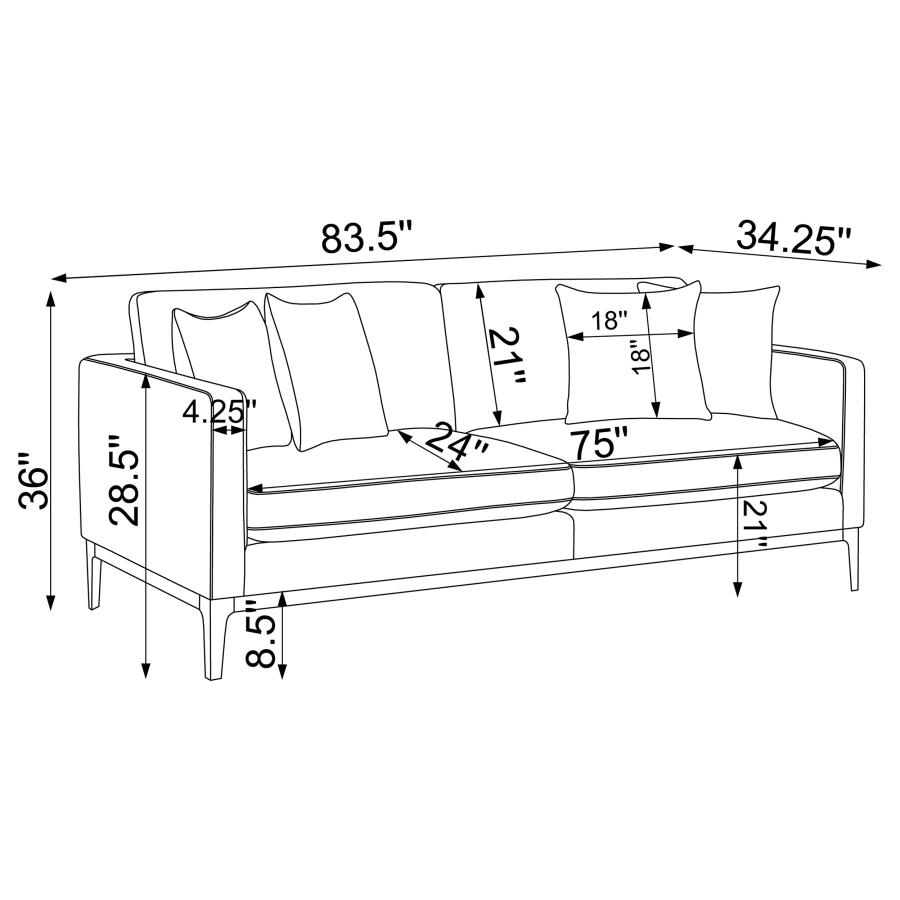 Apperson Upholstered Track Arm Sofa Light Grey view 11