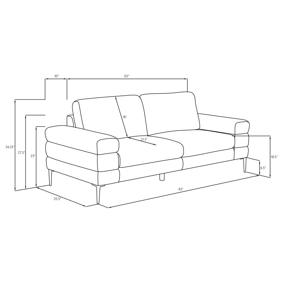 Jessel Chenille Upholstered Track Arm Sofa Ivory view 10