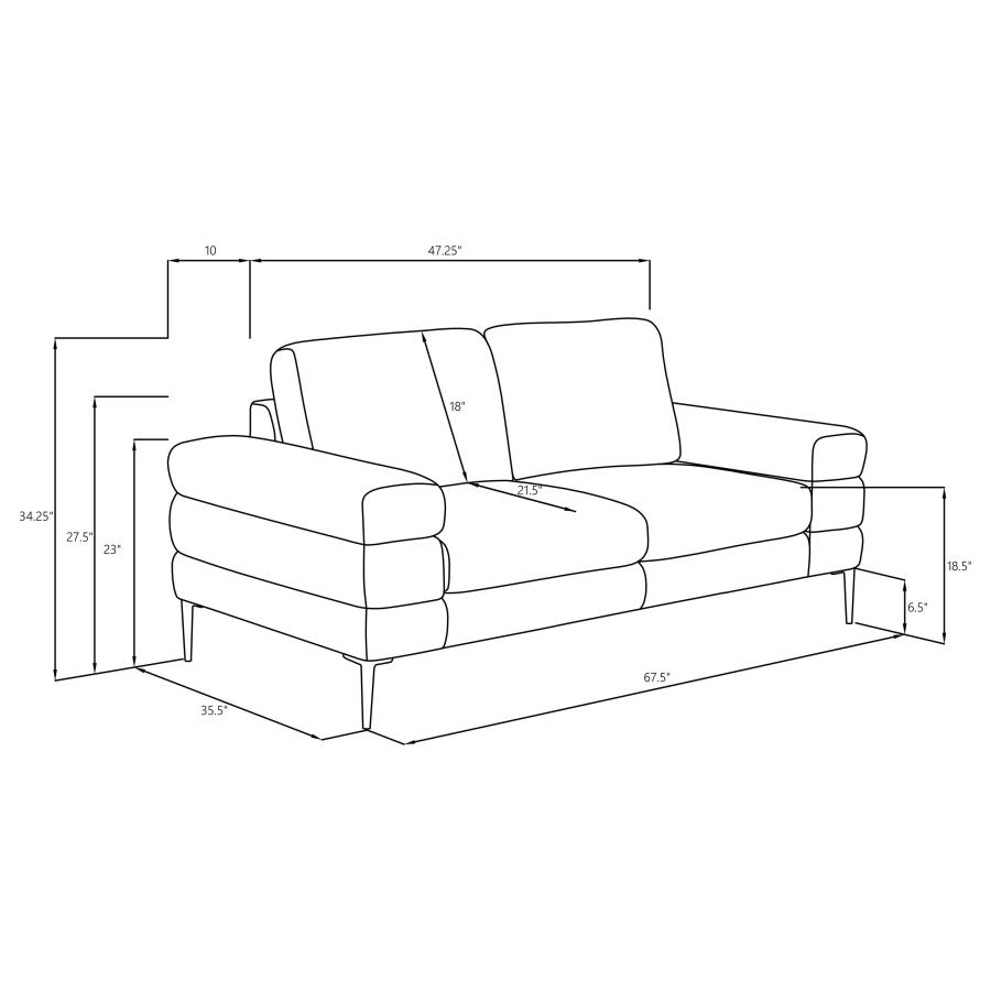 Jessel Chenille Upholstered Track Arm Loveseat Ivory view 10