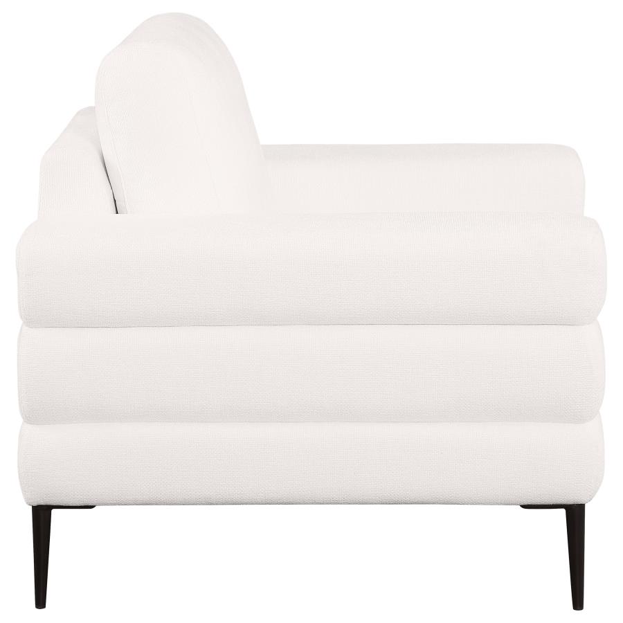 Jessel Chenille Upholstered Track Arm Chair Ivory view 8
