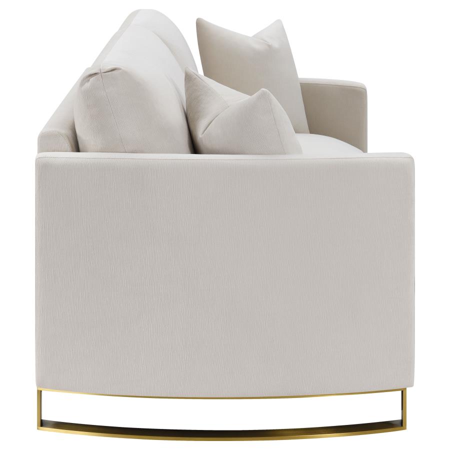 Corliss Upholstered Curved Track Arm Loveseat Beige view 8