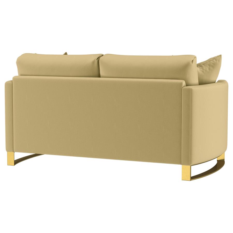 Corliss Upholstered Curved Track Arm Loveseat Camel view 8