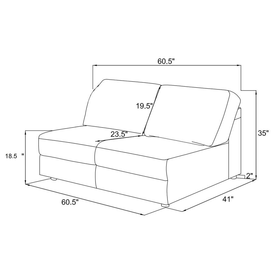 Emberson Upholstered Armless Loveseat Ivory view 10