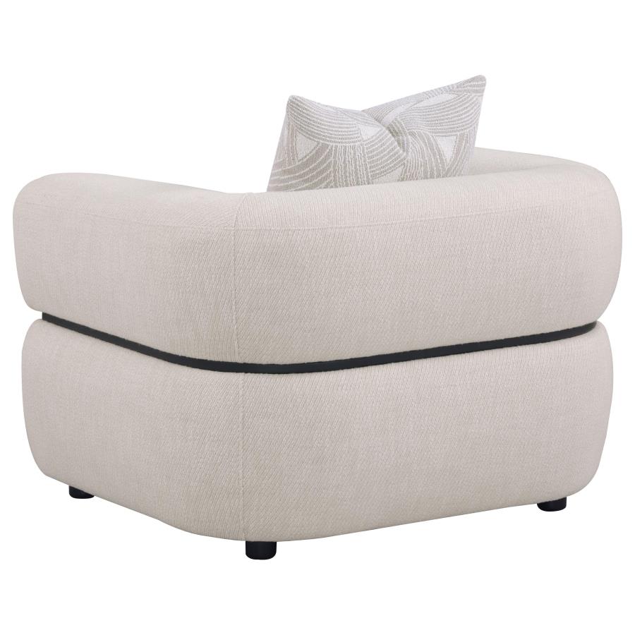 Jeanette 3-piece Fabric Upholstered Round Arm Sofa Set Beige view 8