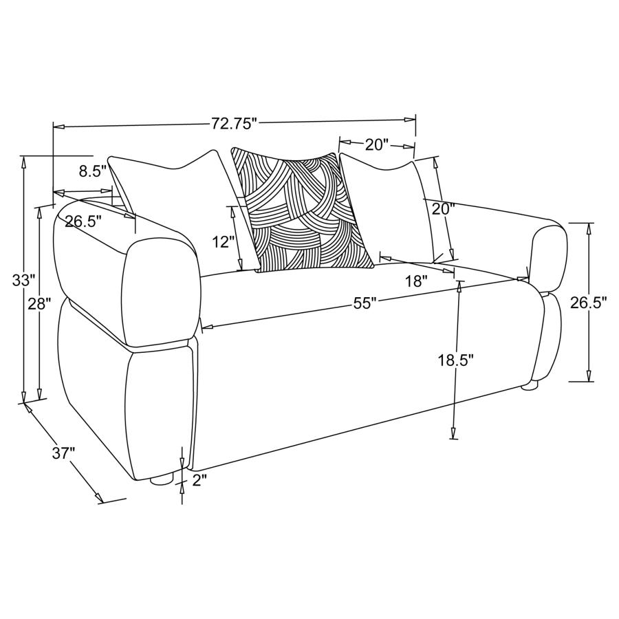 Jeanette 3-piece Fabric Upholstered Round Arm Sofa Set Beige view 12