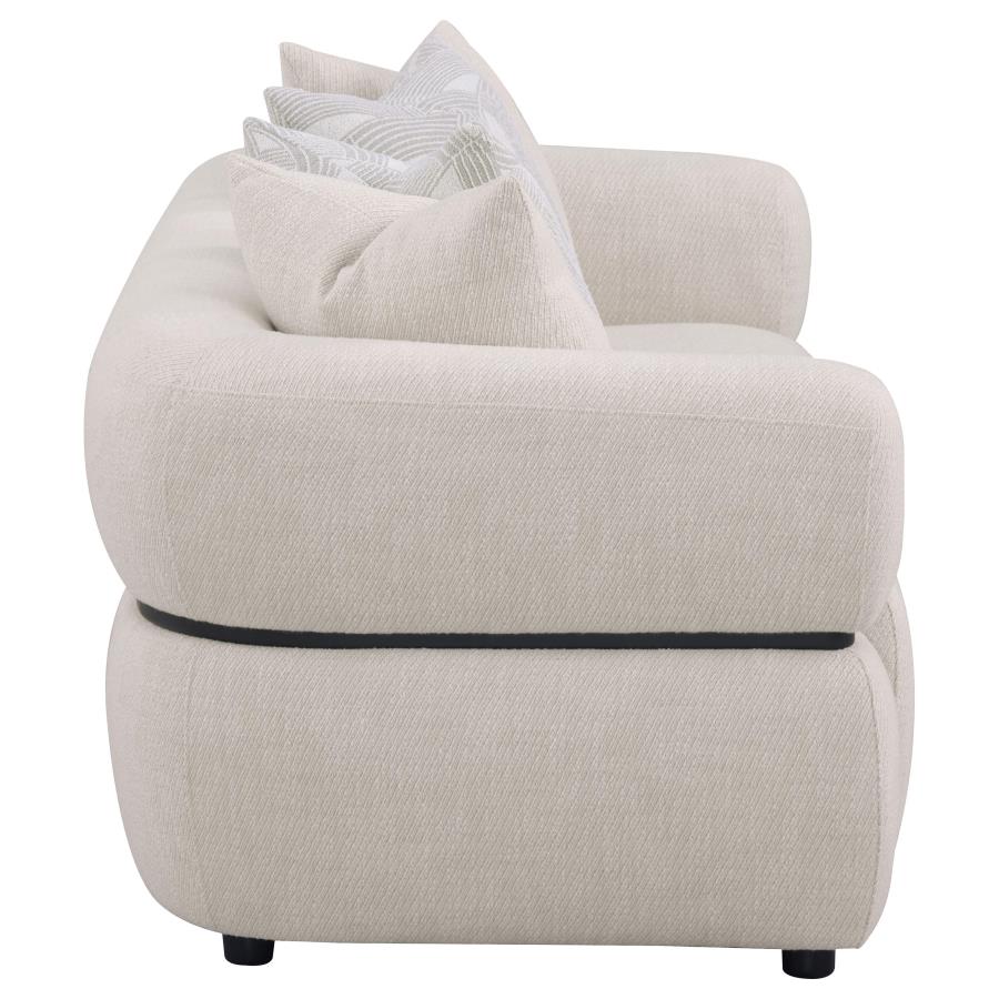 Jeanette 84-inch Fabric Upholstered Round Arm Sofa Beige view 8