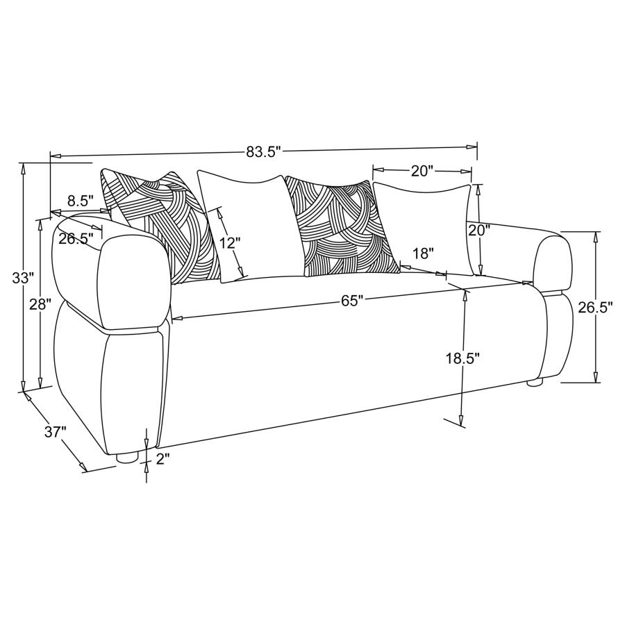 Jeanette 84-inch Fabric Upholstered Round Arm Sofa Beige view 11