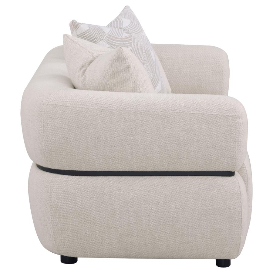 Jeanette 73-inch Fabric Upholstered Round Arm Loveseat Beige view 8